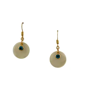 SE985 A mini blue evil eye on a Mother-of-Pearl Earring