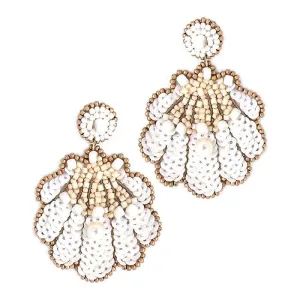 SeaShell Seed Bead & Pearl Drop Earrings.