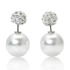 Sexy Sparkles Double Sided Front Back Peek A Boo Ball Earrings Ear Post Stud Ball Womens
