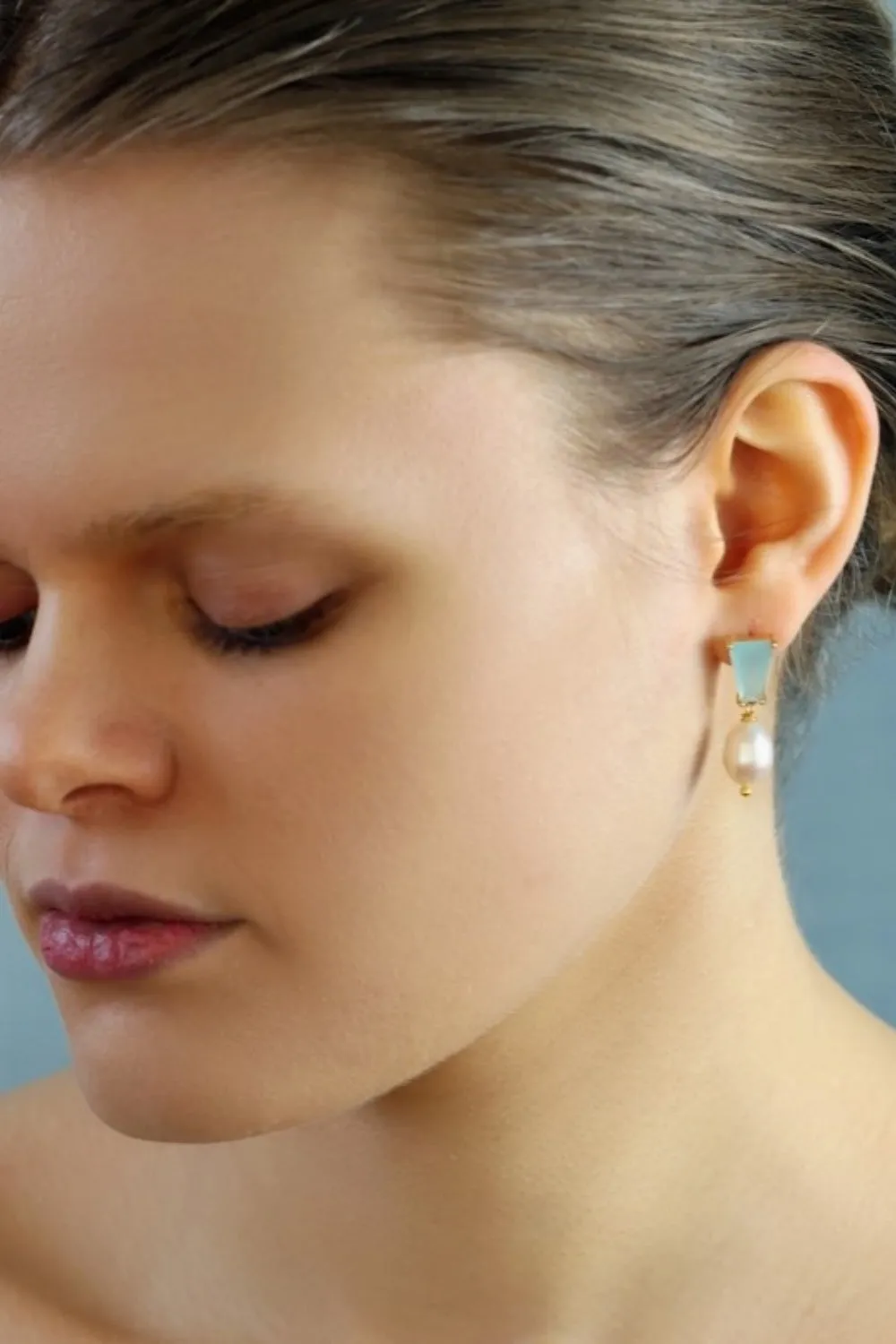 SILK PURSE SOW'S EAR SEAFOAM TURQUOISE AND FRESHWATER EARRINGS