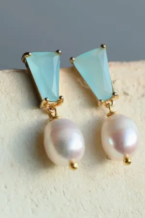 SILK PURSE SOW'S EAR SEAFOAM TURQUOISE AND FRESHWATER EARRINGS