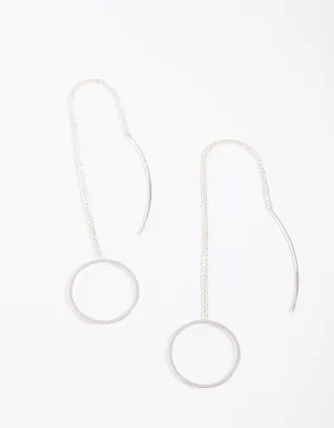 Silver Circle Thread Earrings