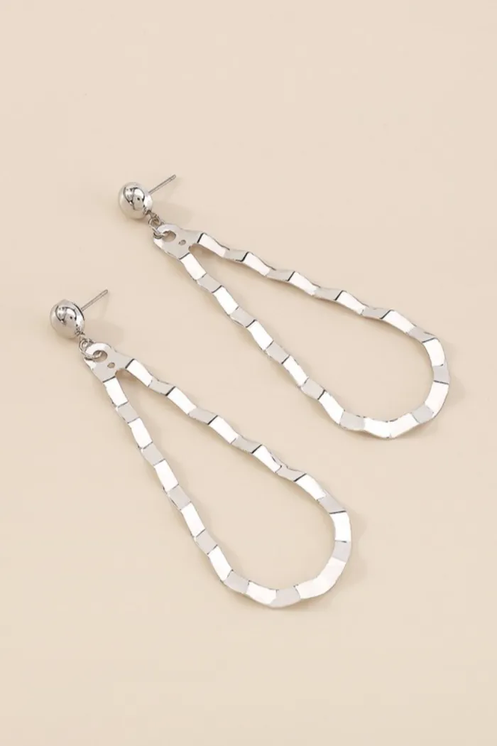 Silver Geometric Drop Earrings