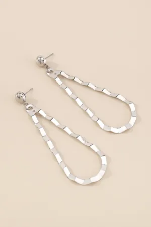 Silver Geometric Drop Earrings