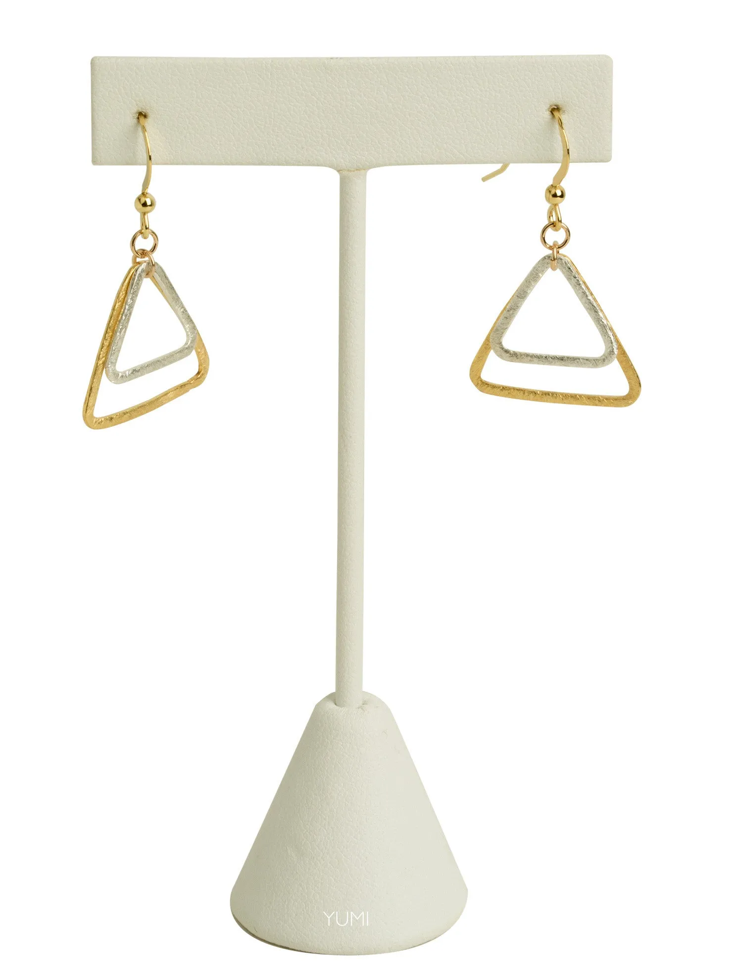 Silver   Gold Triangle Earrings