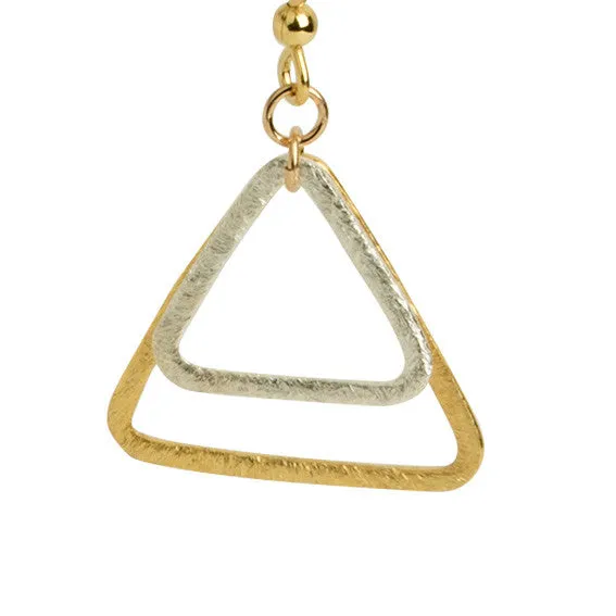 Silver   Gold Triangle Earrings