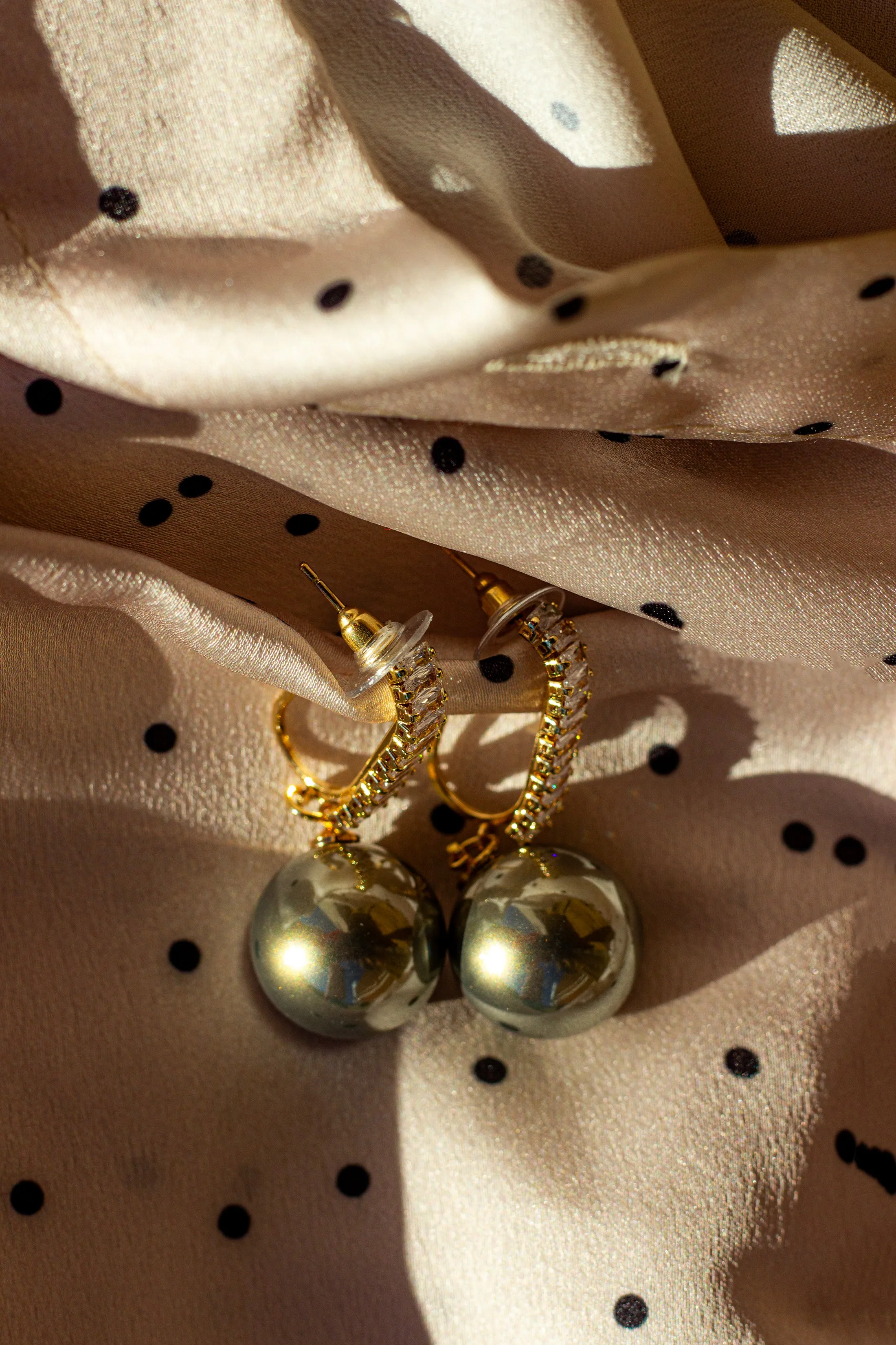 Silver Pearl Dangle Diamante Loop Earrings