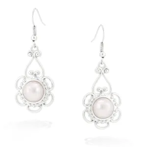 SILVER PEARL DROP EARRINGS #ADX6800093 (SHB11)