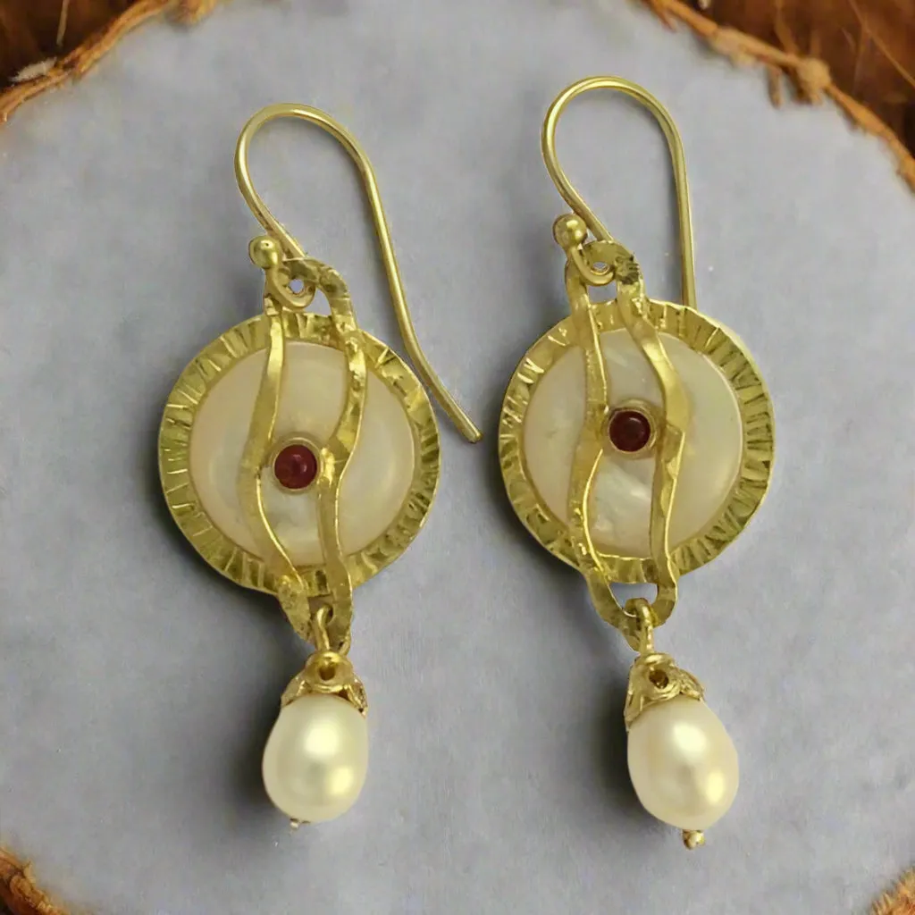 Silver Pearl Opal Earrings - Tranquility