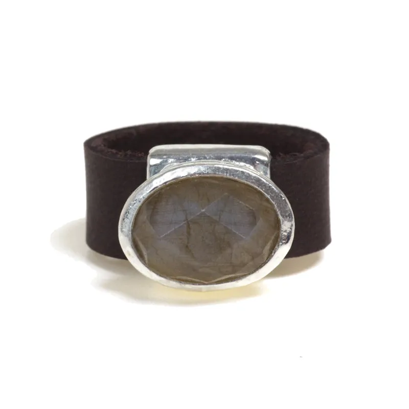 Silver plated Amazonit oval ring