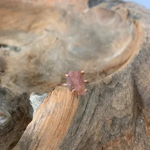 Silver - Raw Pink Tourmaline Ring