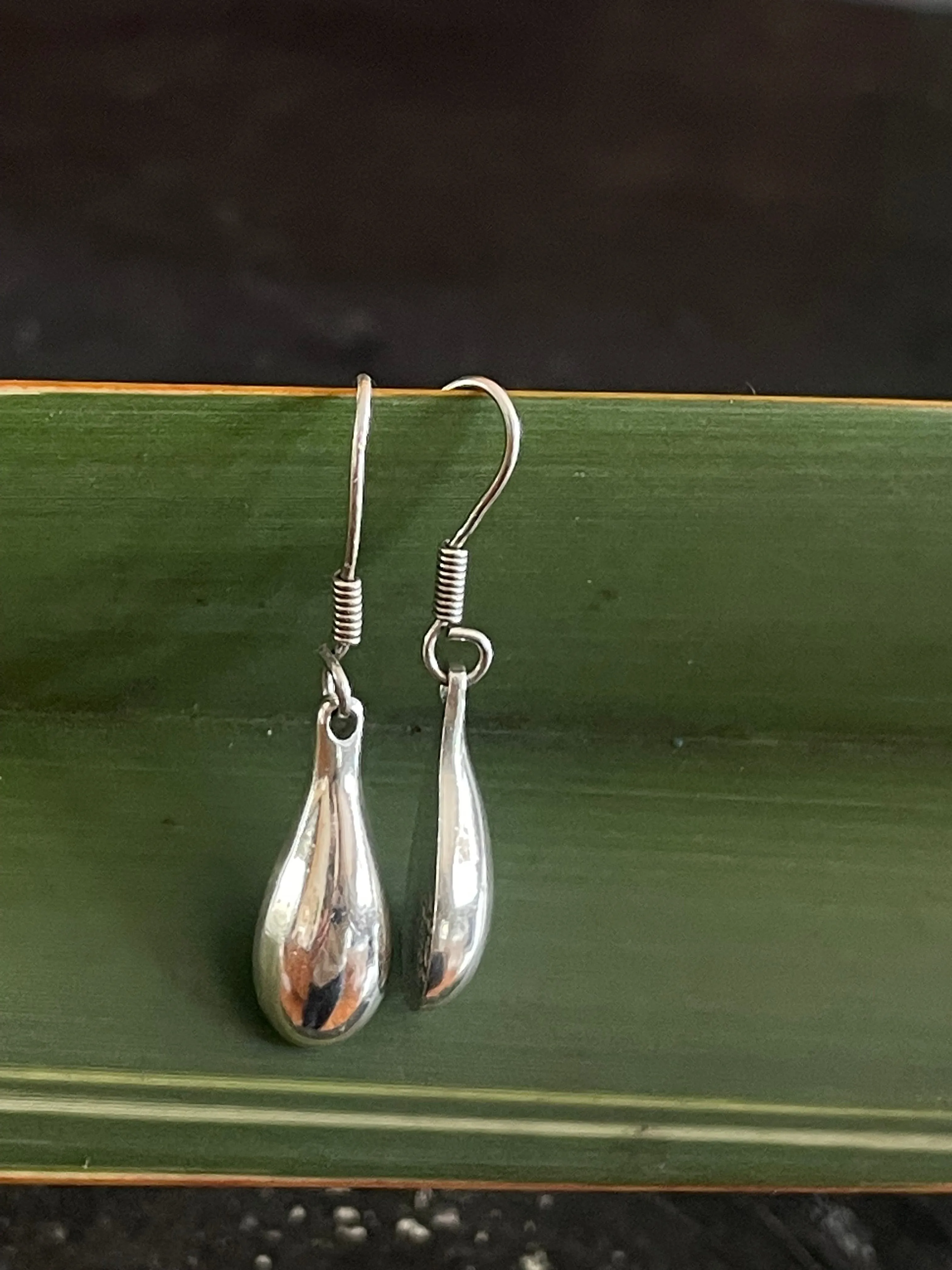Simple Silver Drop Earrings