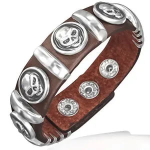 Skull Link Brown Wristband