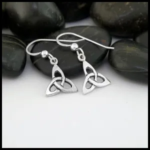 Small Open Triquetra Drop or Post Earrings in Silver
