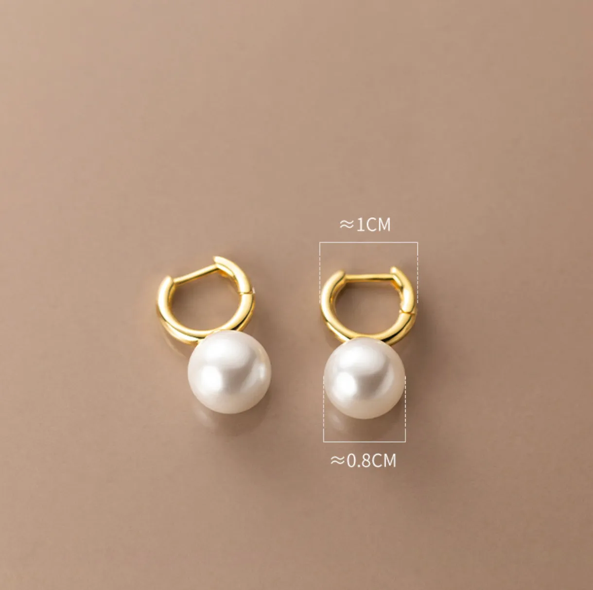 Small Pearl Drop Huggie Earrings-SH050