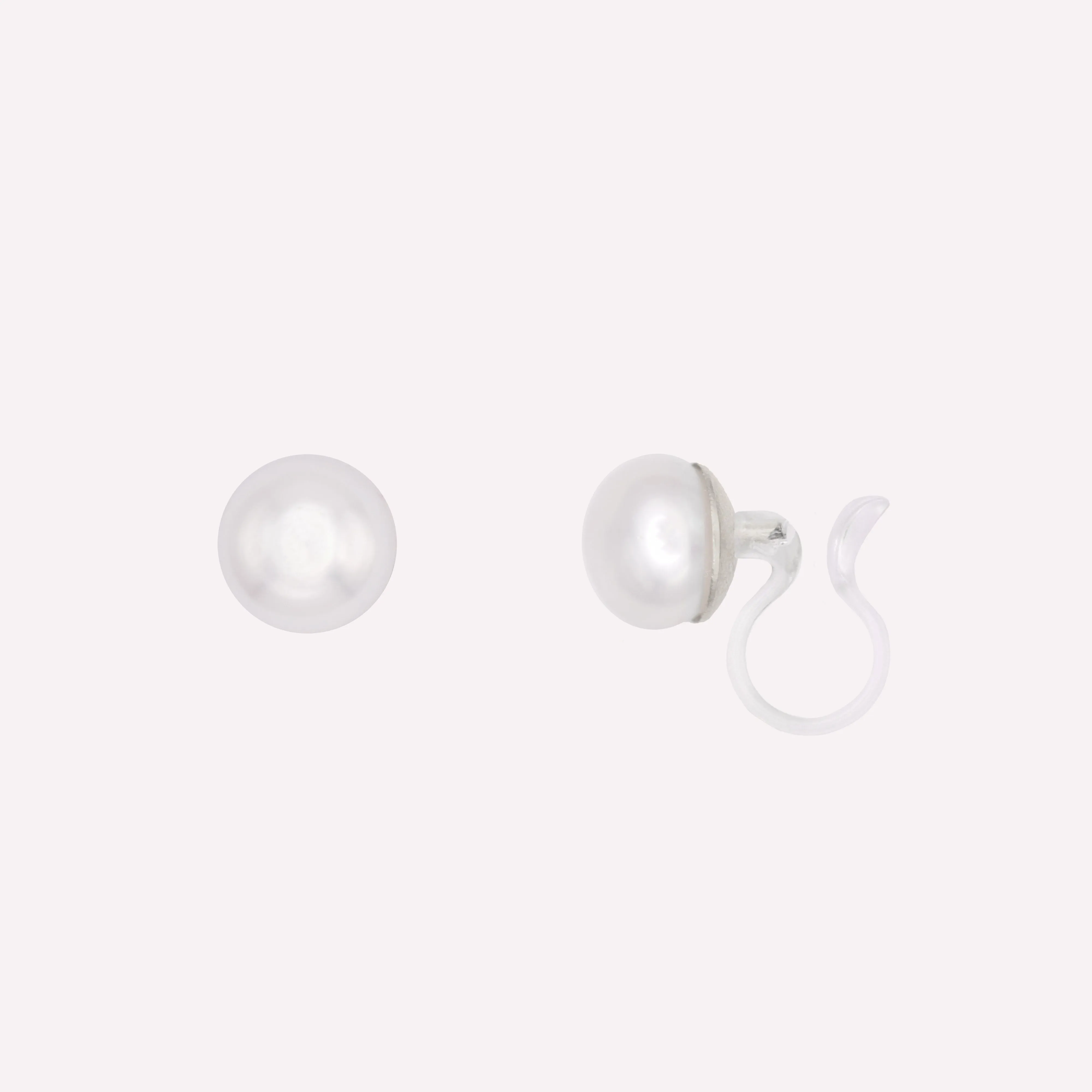 SMALL PEARL STUD CLIP-ON EARRINGS IN SILVER