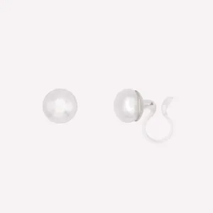 SMALL PEARL STUD CLIP-ON EARRINGS IN SILVER