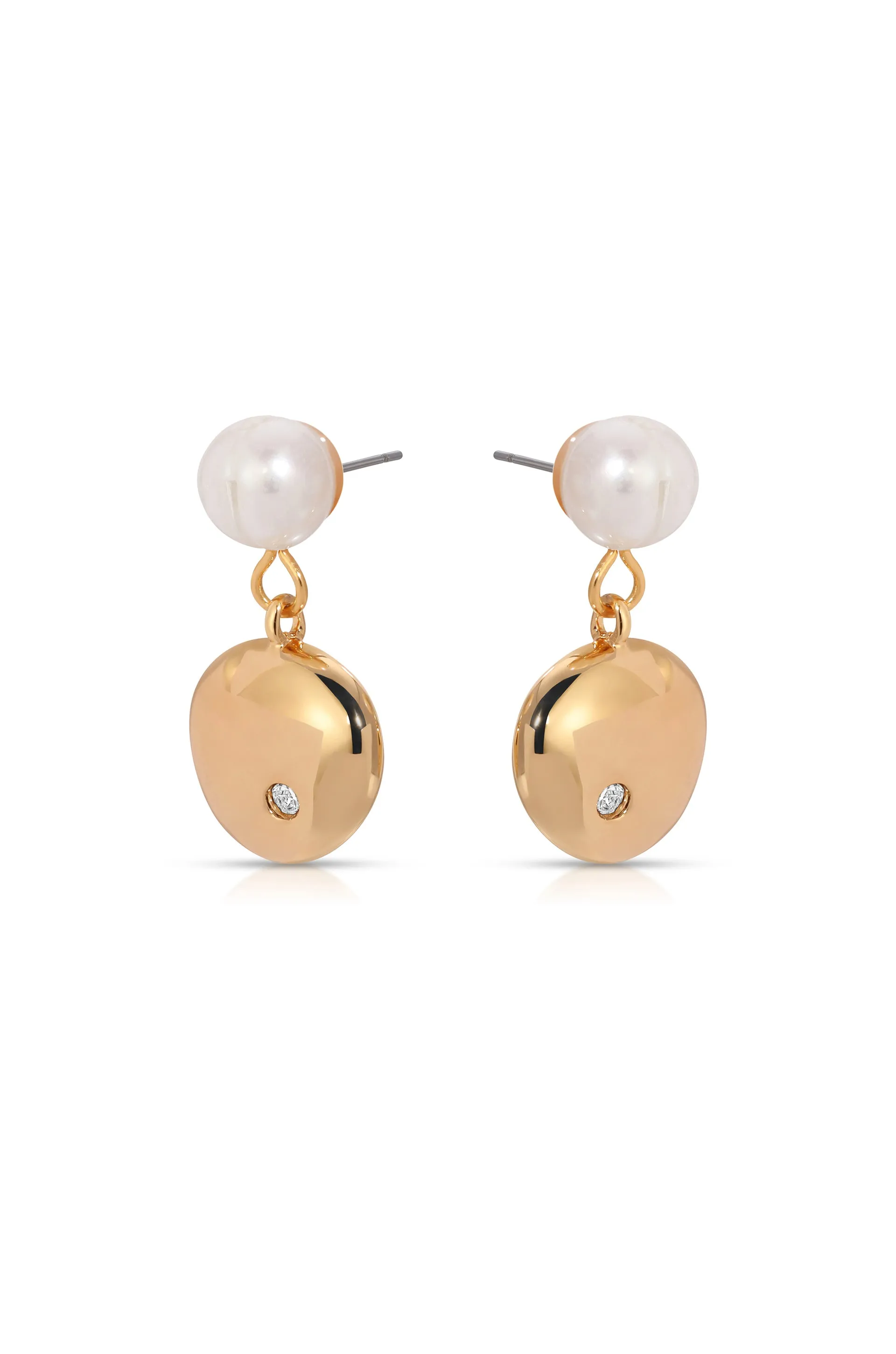 Small Pebble and Pearl Dangle Earrings