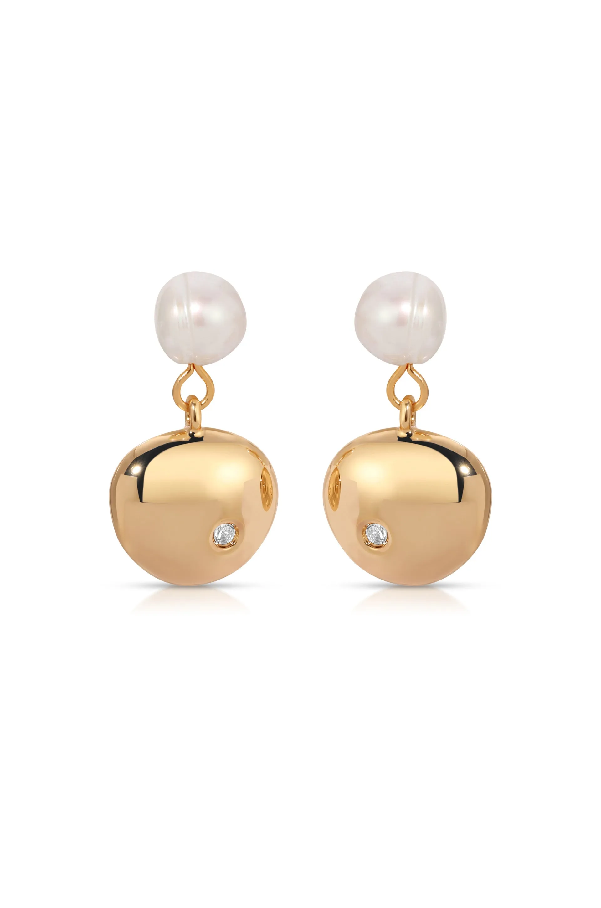 Small Pebble and Pearl Dangle Earrings