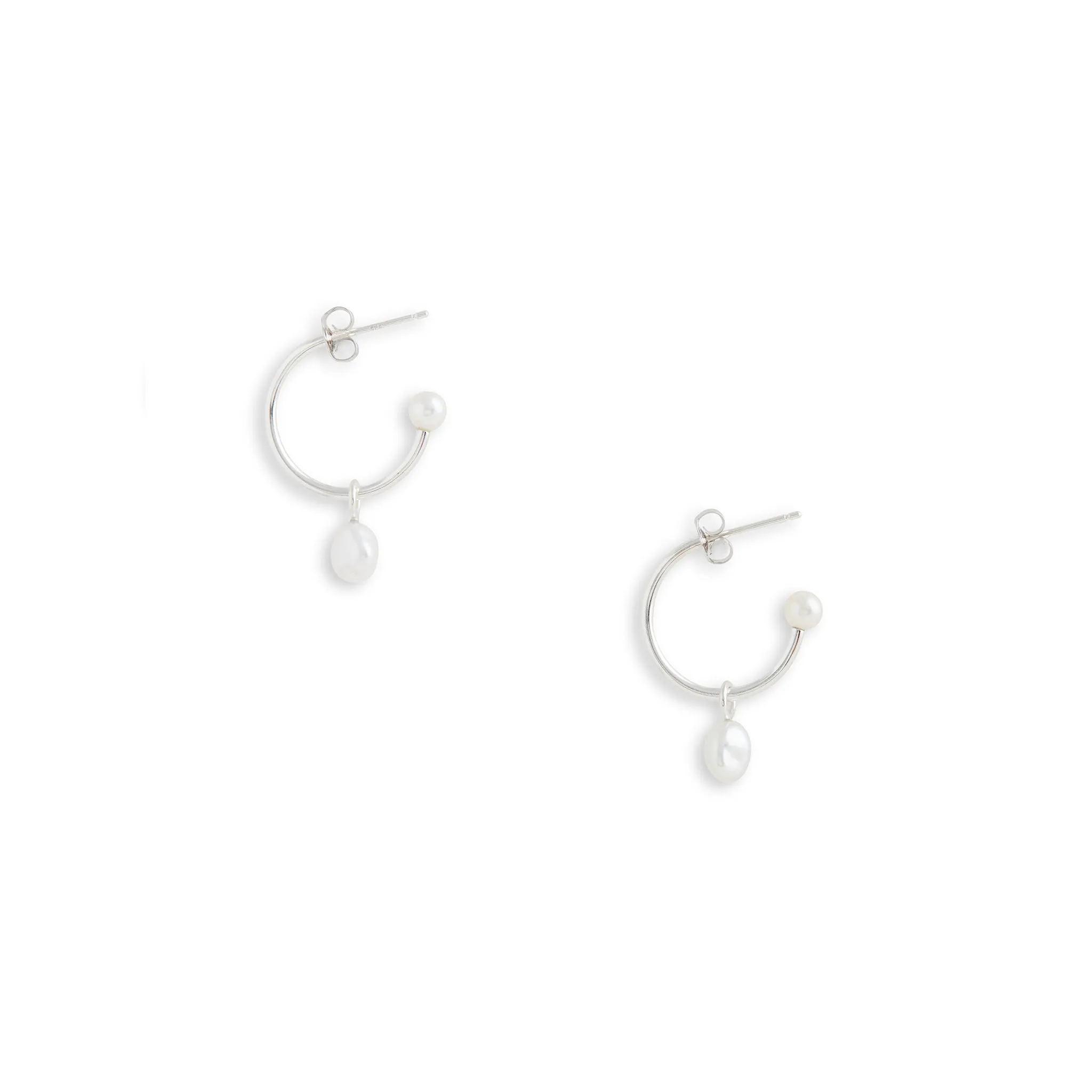 Small Silver Charming Hoop Earrings