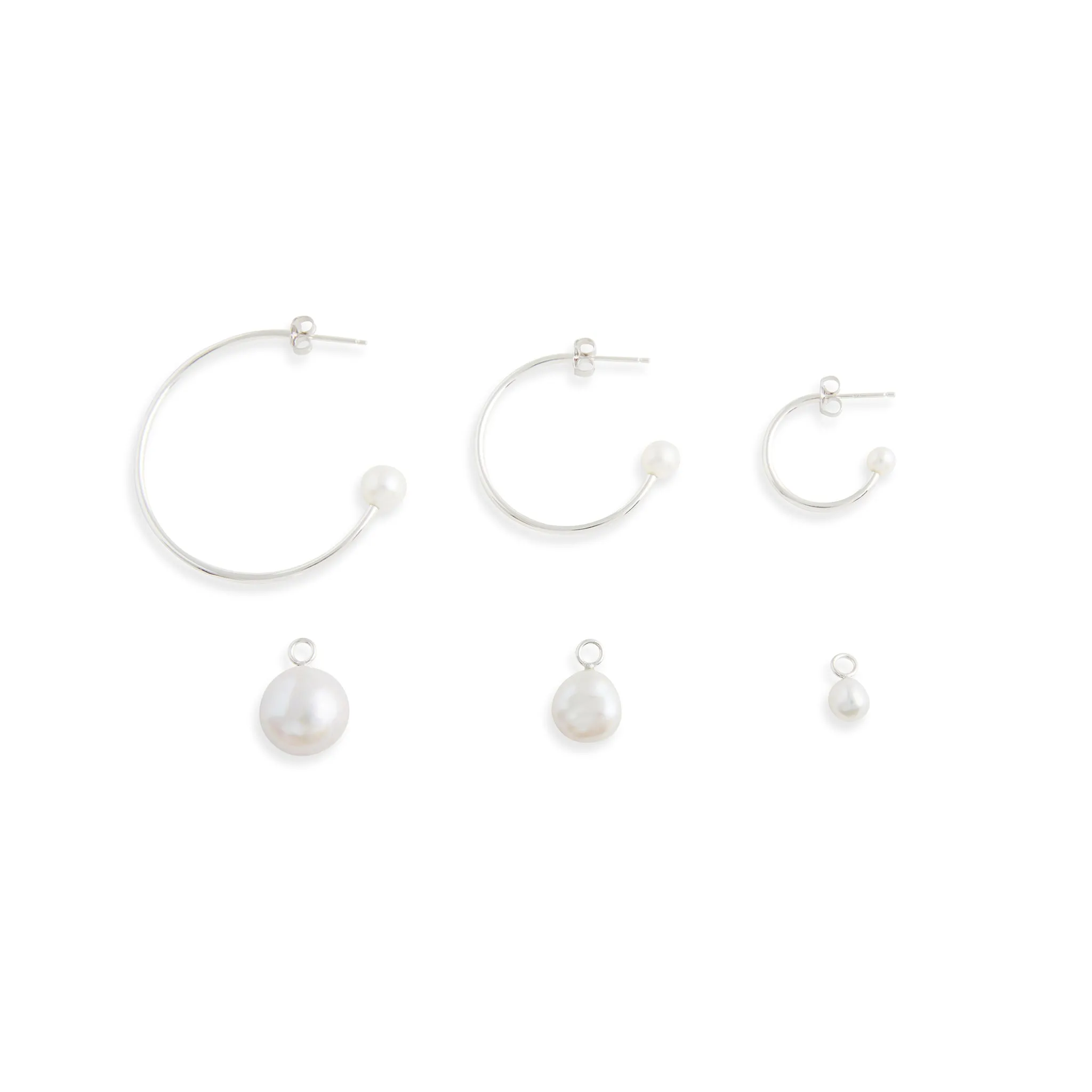 Small Silver Charming Hoop Earrings