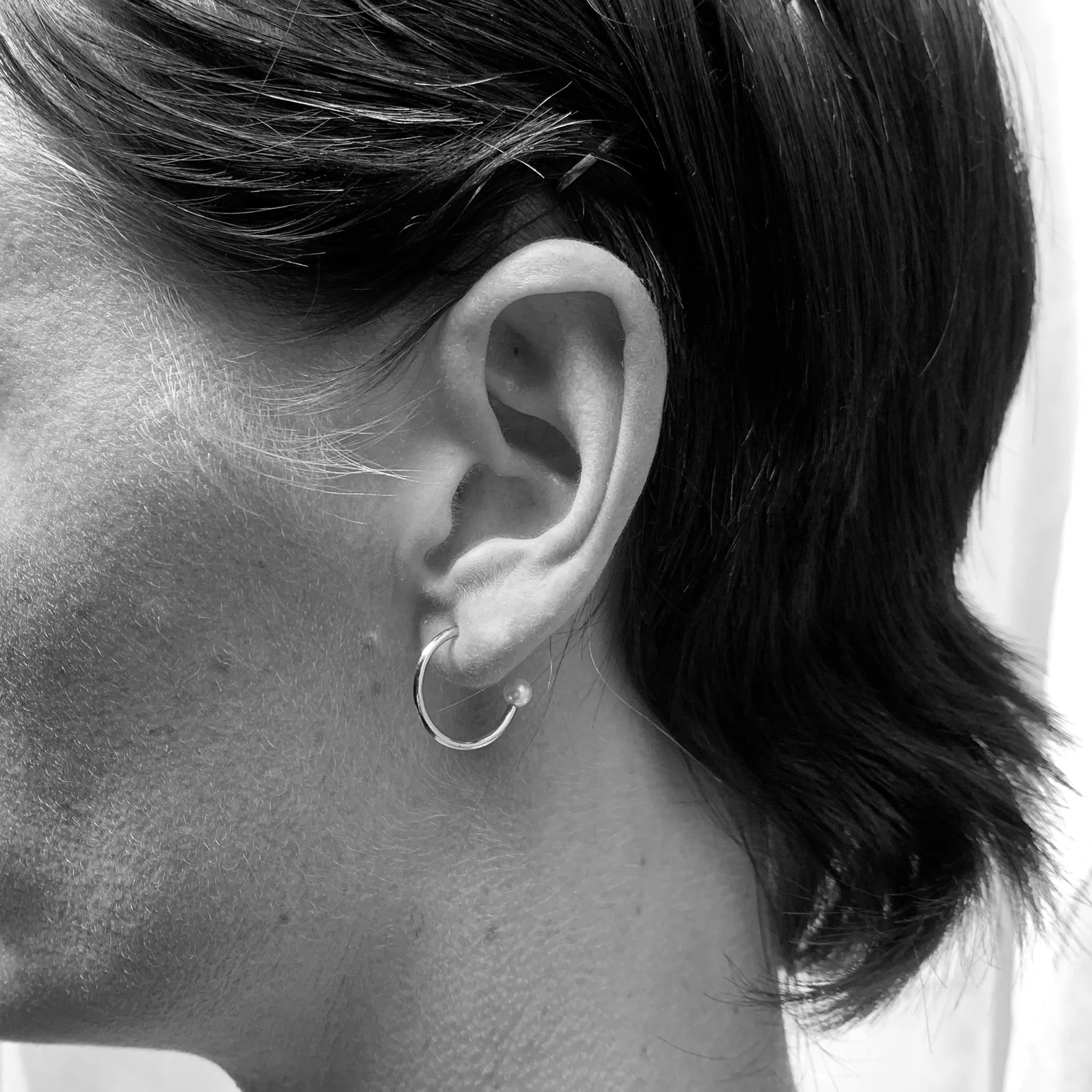 Small Silver Charming Hoop Earrings