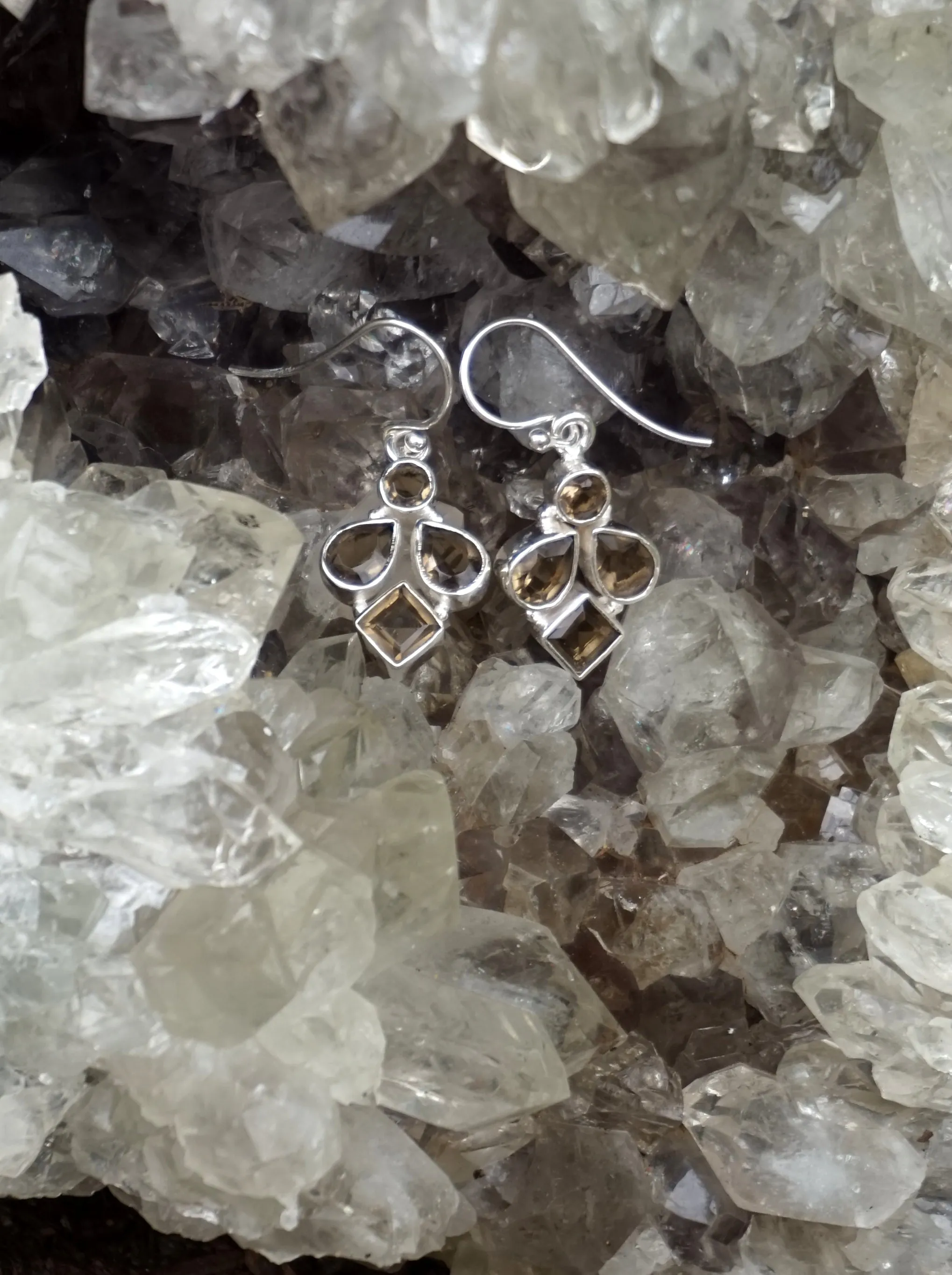 Smoky Quartz Drop Earring Set 2