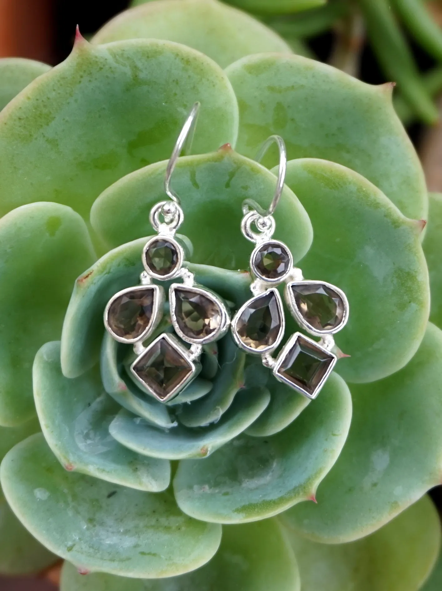 Smoky Quartz Drop Earring Set 2