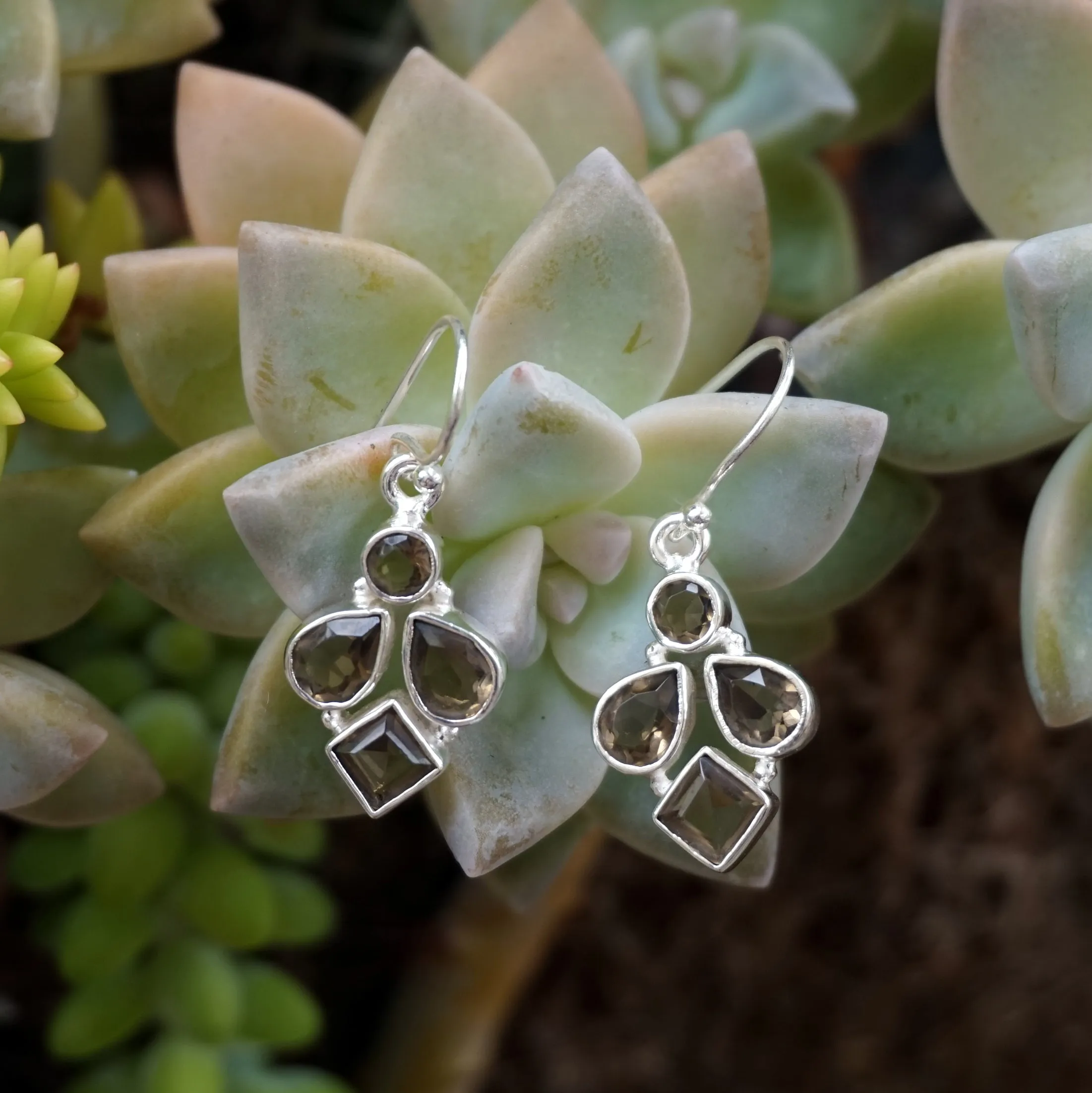 Smoky Quartz Drop Earring Set 2