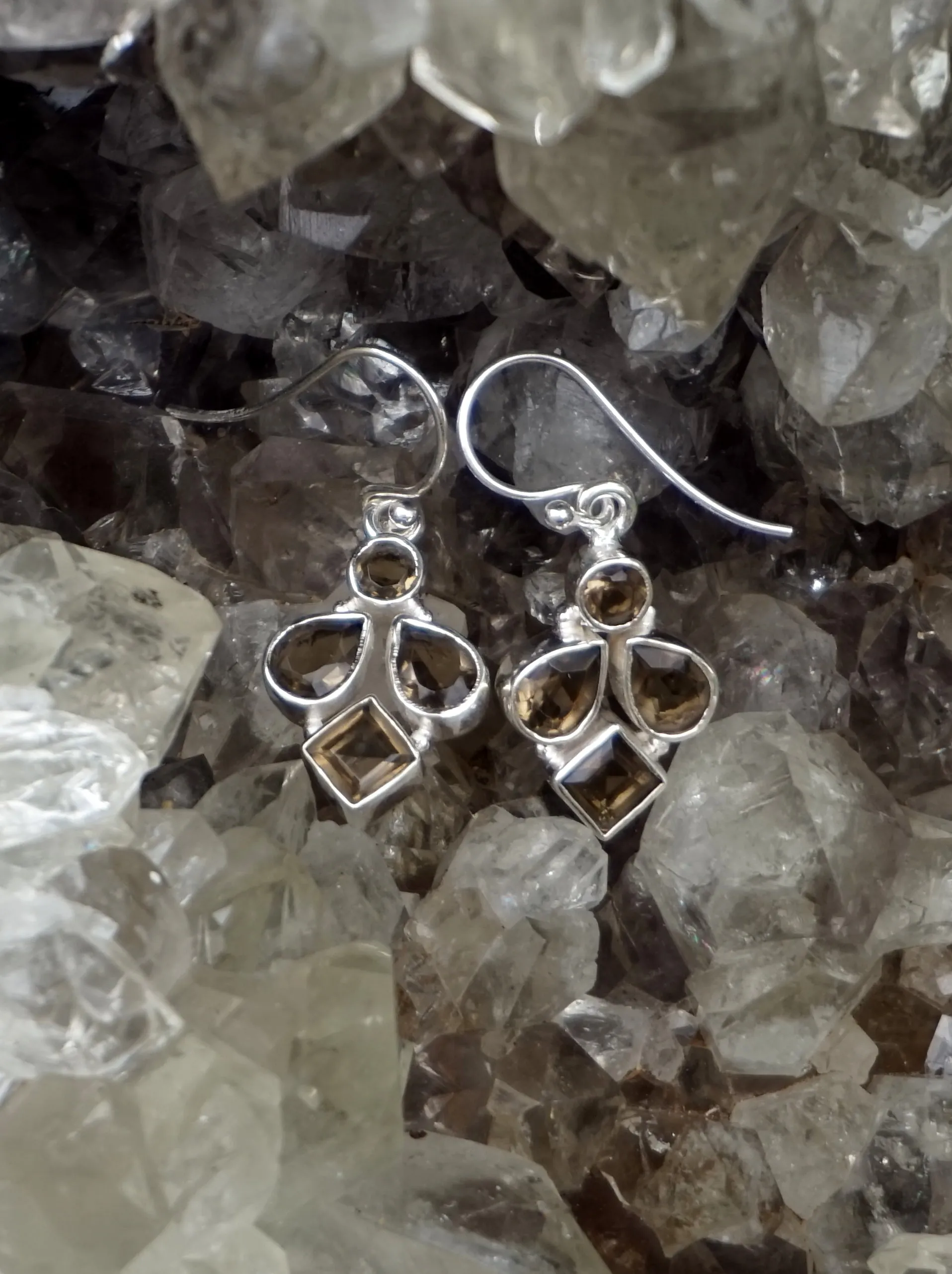 Smoky Quartz Drop Earring Set 2