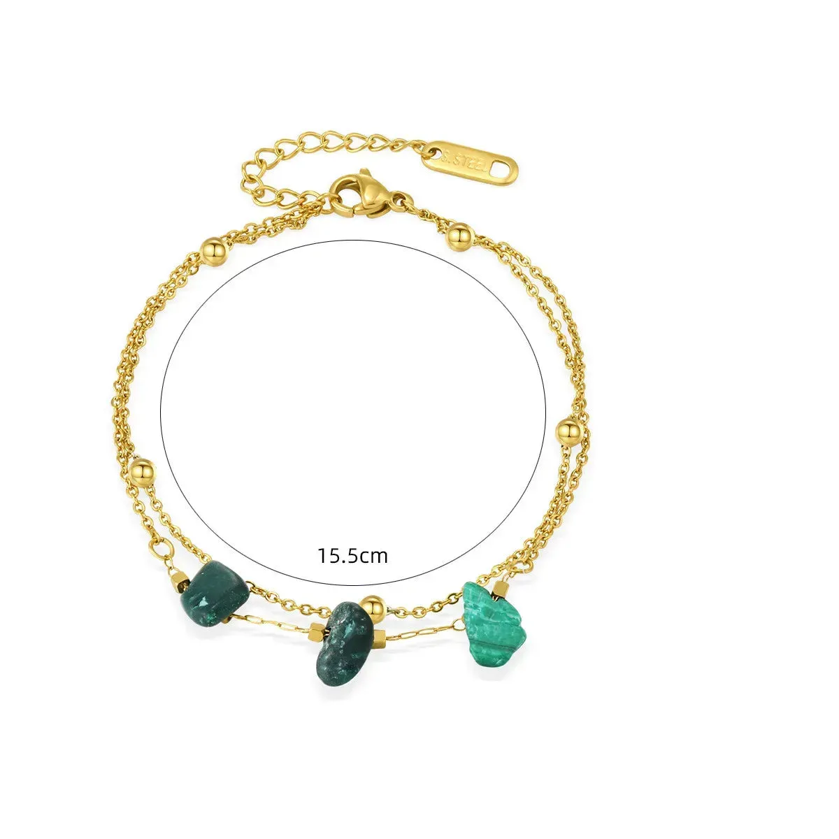Solid Color Titanium Steel Plating Inlay Turquoise Bracelets