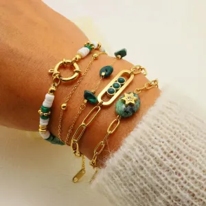 Solid Color Titanium Steel Plating Inlay Turquoise Bracelets