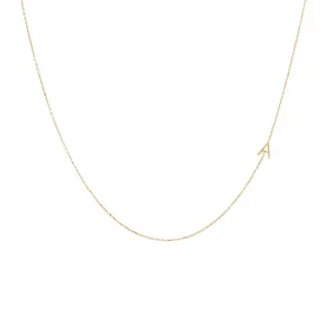 Solid Initial Sideway Necklace 14K
