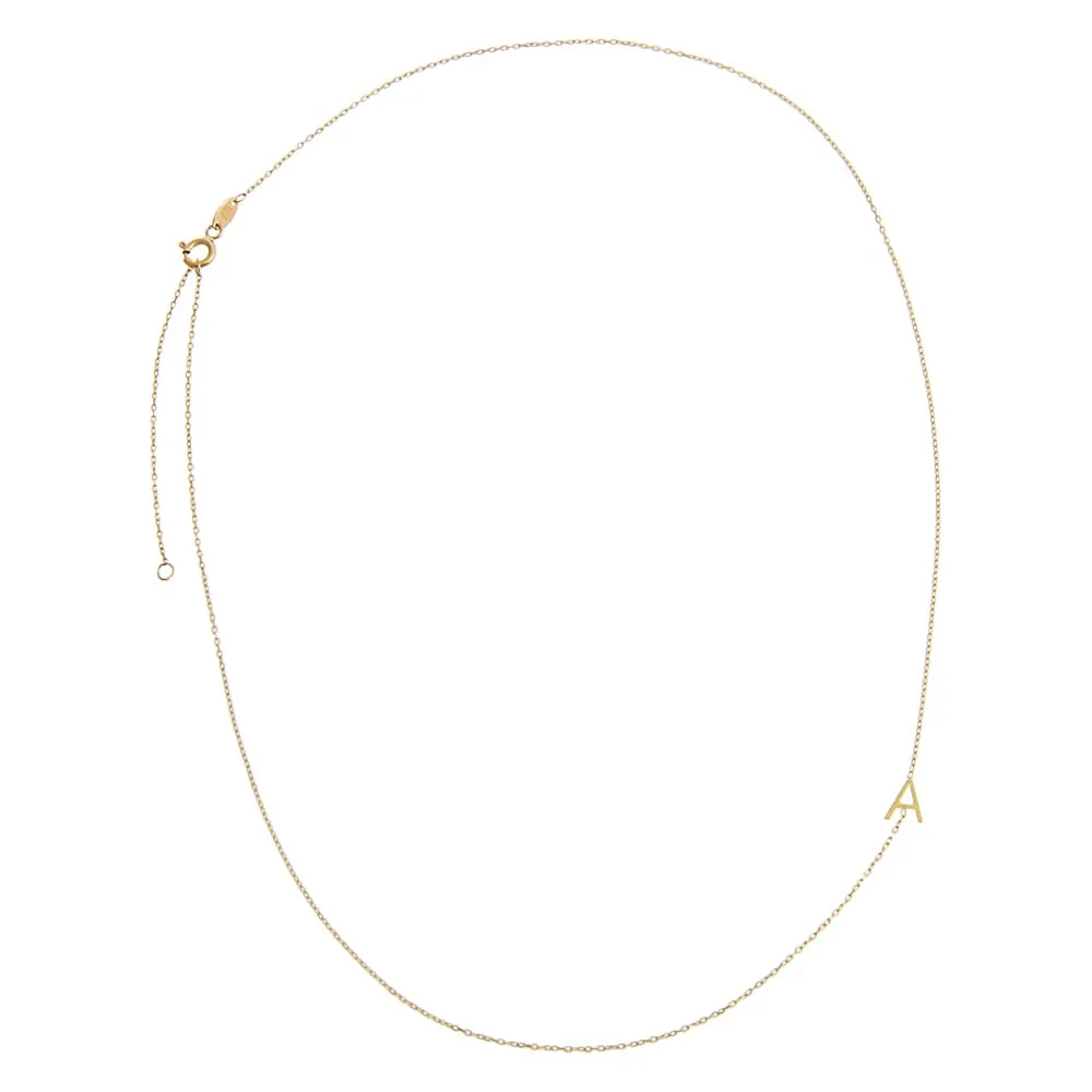 Solid Initial Sideway Necklace 14K