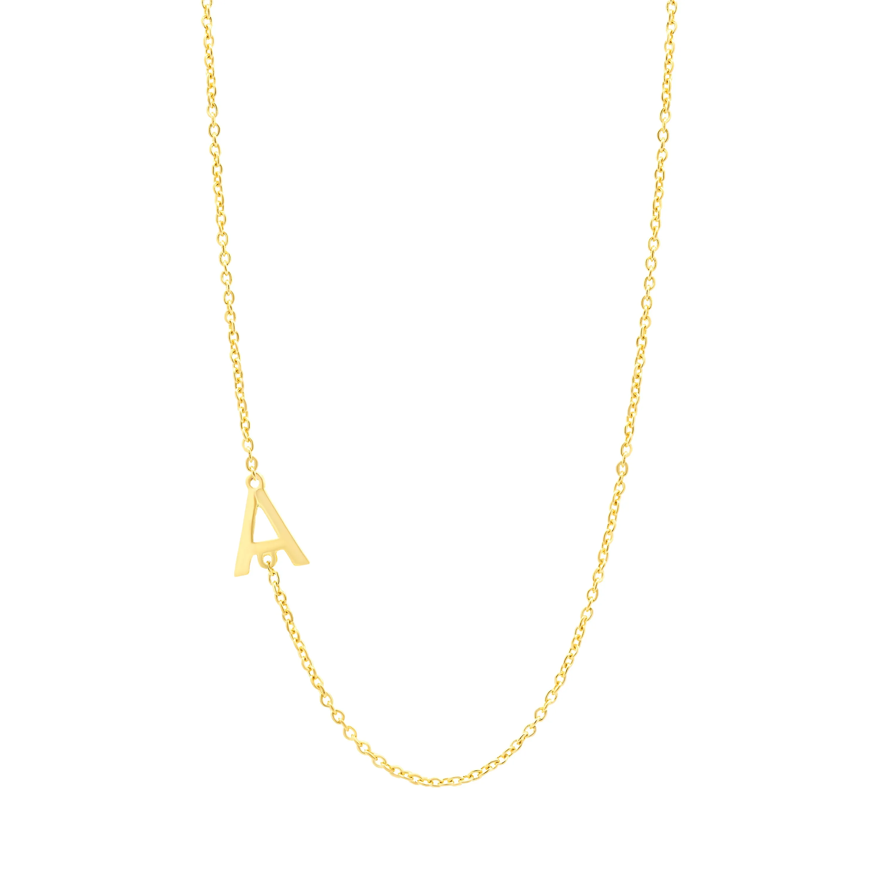 Solid Initial Sideway Necklace 14K