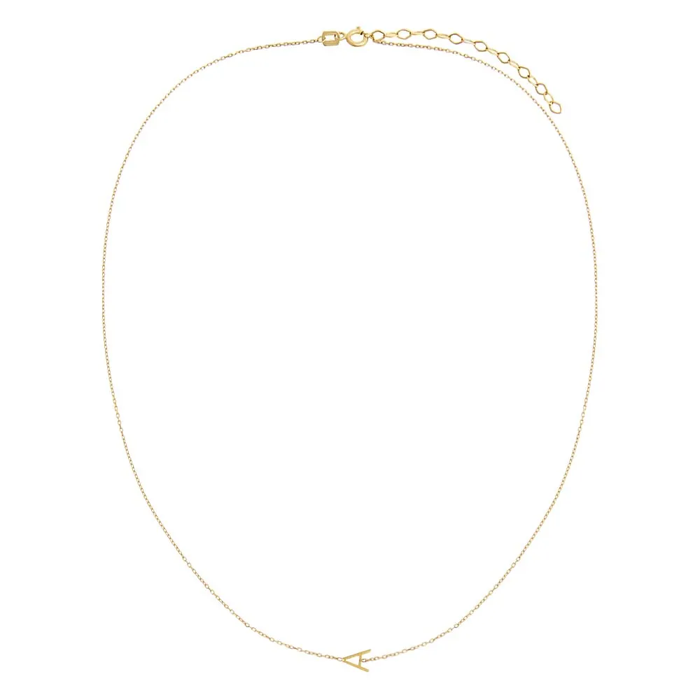 Solid Initial Sideway Necklace 14K