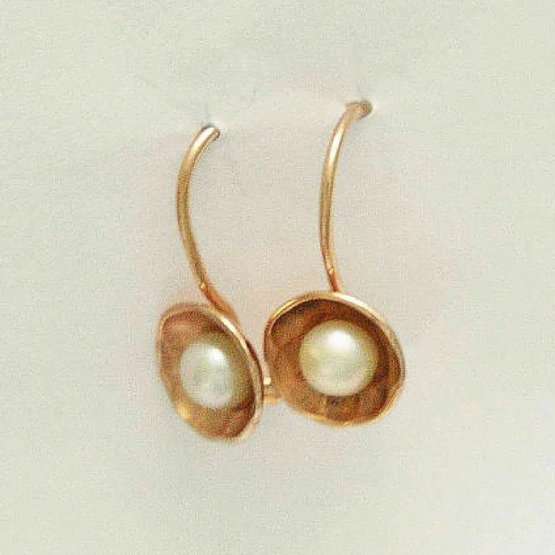 Solid Rose Gold Pearl Earrings - Delicate.