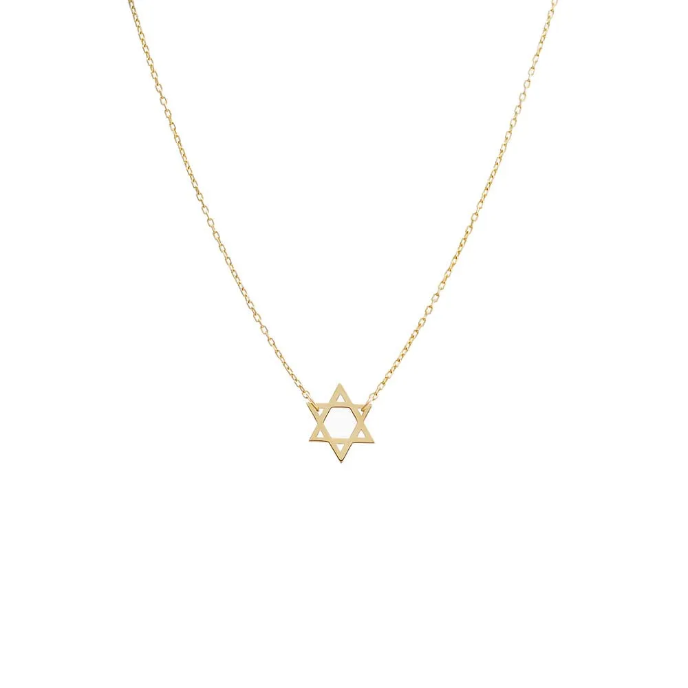 Solid Star of David Necklace 14K