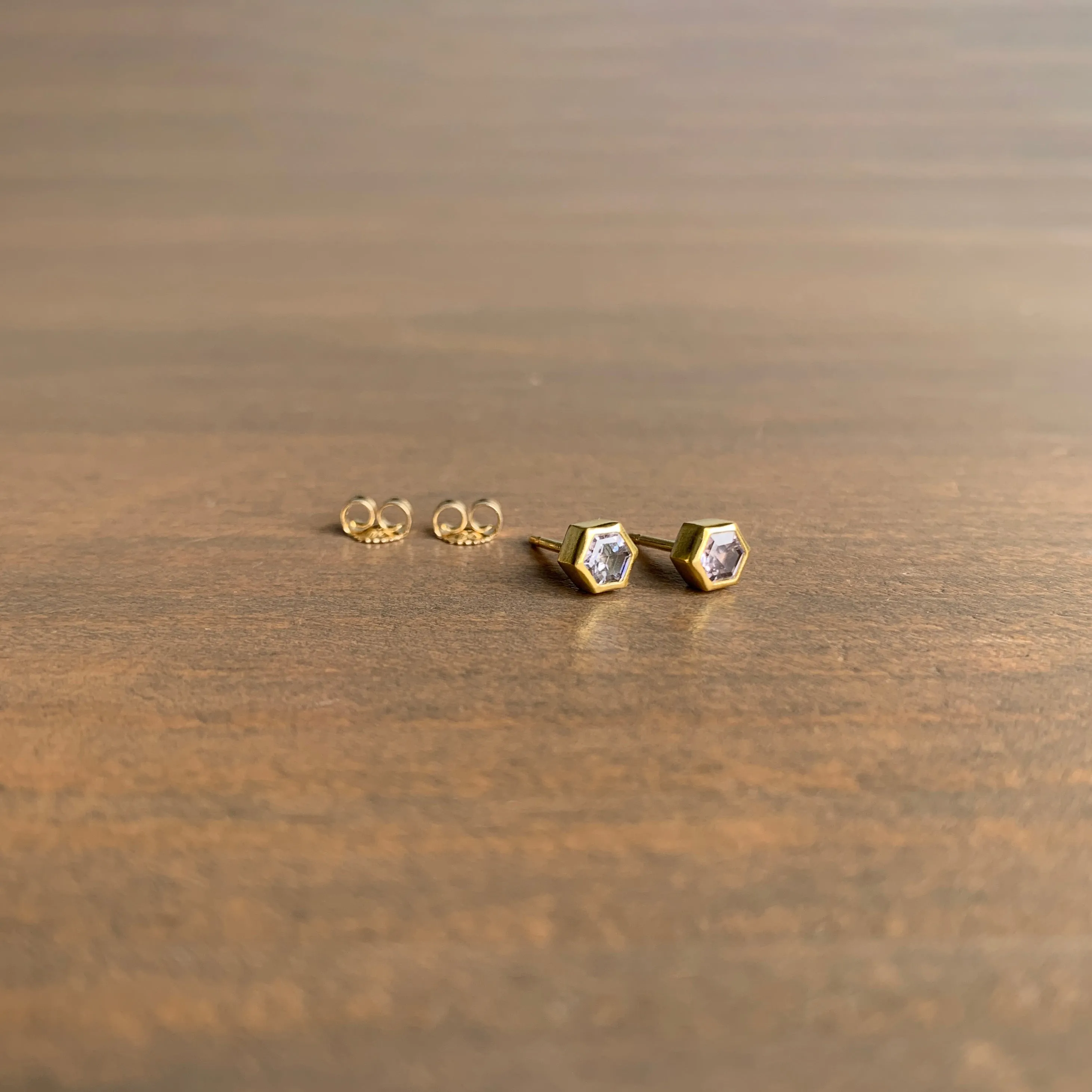 Spinel Hexagon Stud Earrings