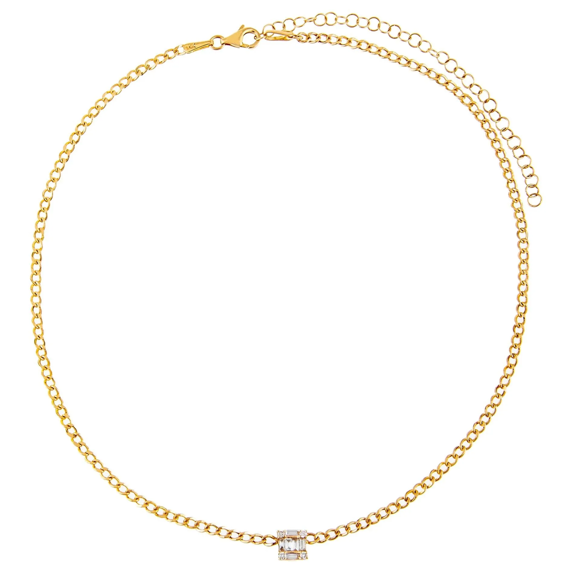 Square Diamond Cuban Choker 14K