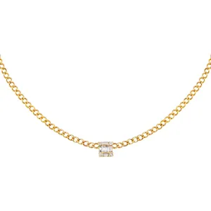 Square Diamond Cuban Choker 14K