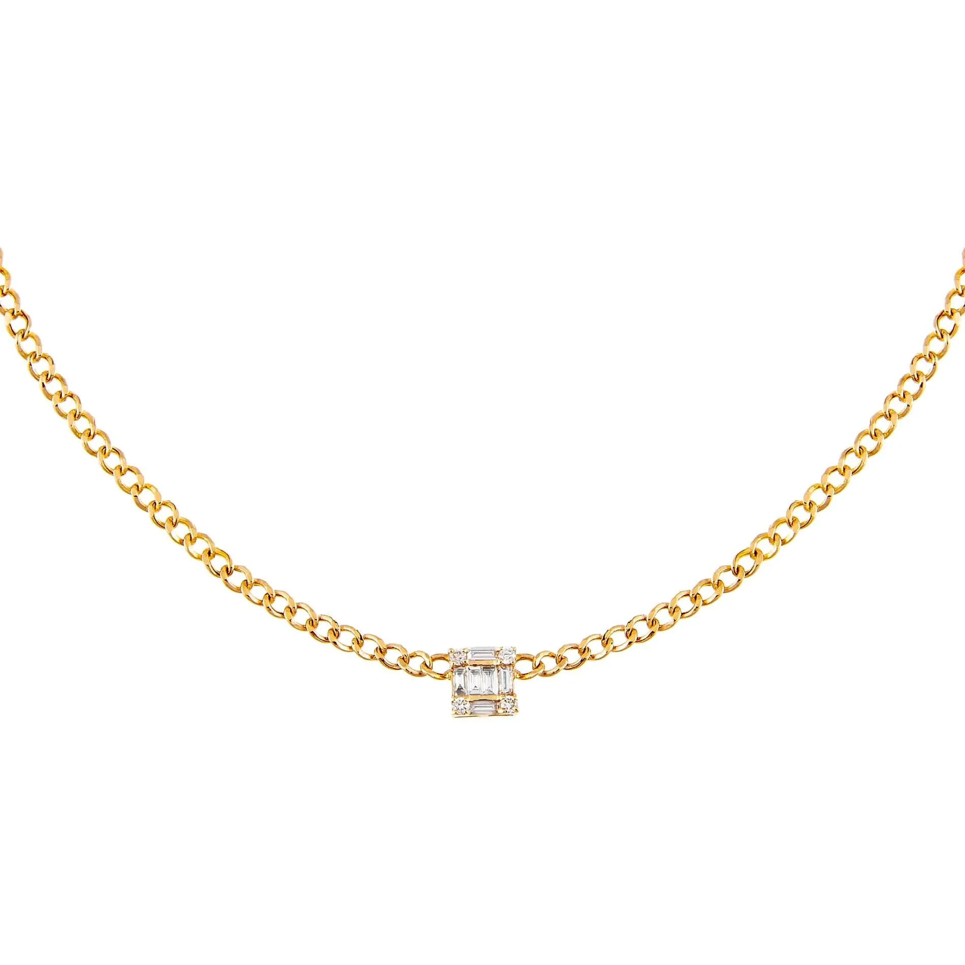 Square Diamond Cuban Choker 14K