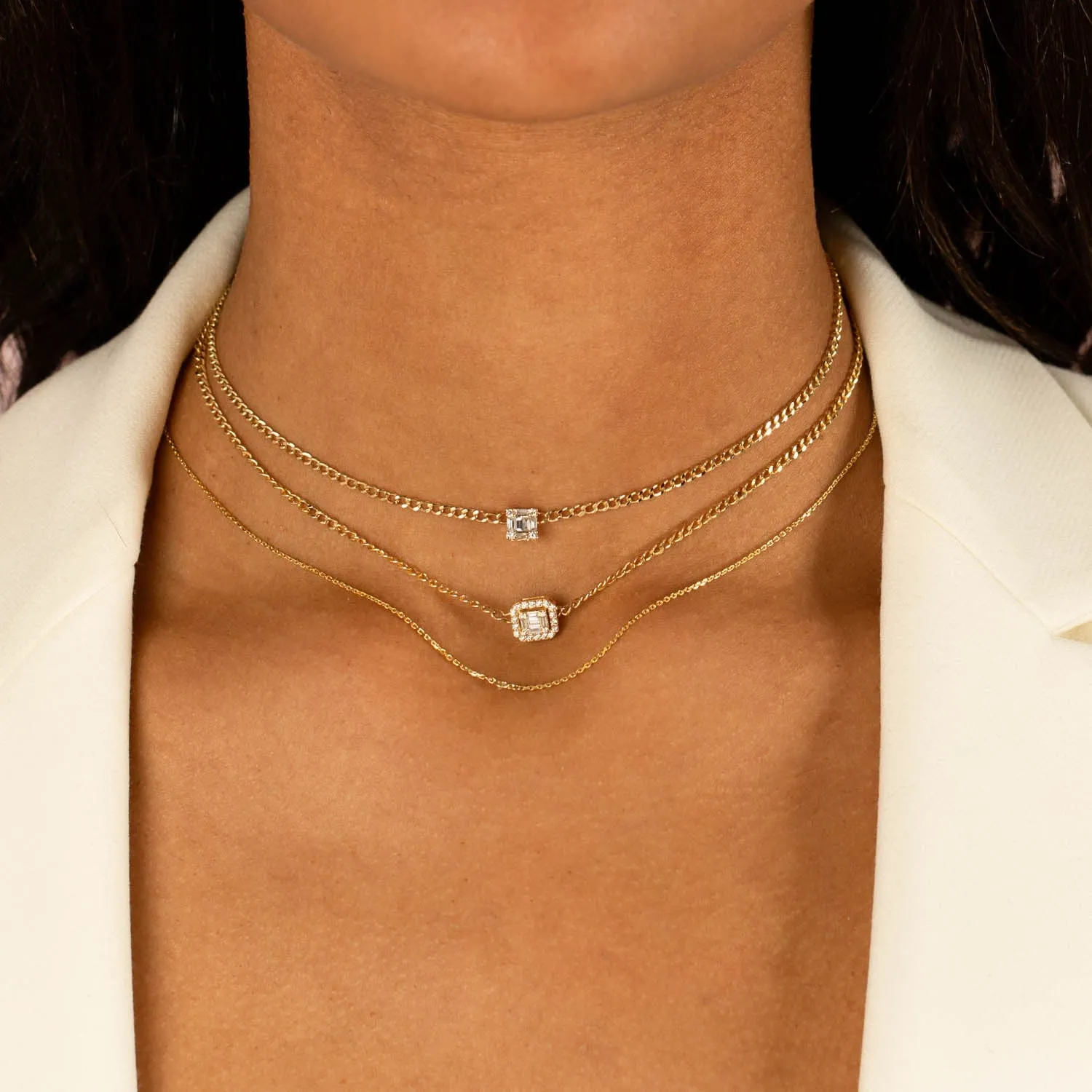Square Diamond Cuban Choker 14K