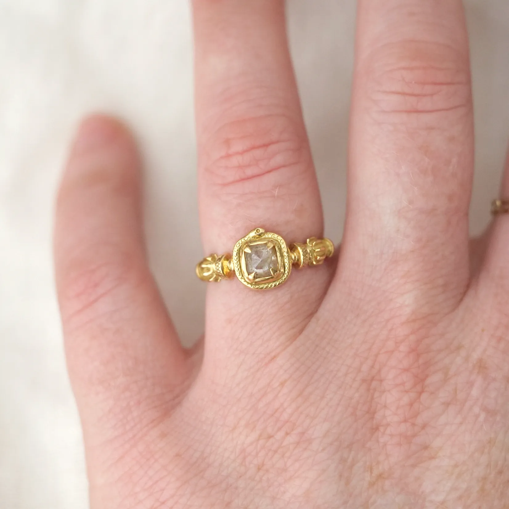 Square Ouroboros Solitaire Ring