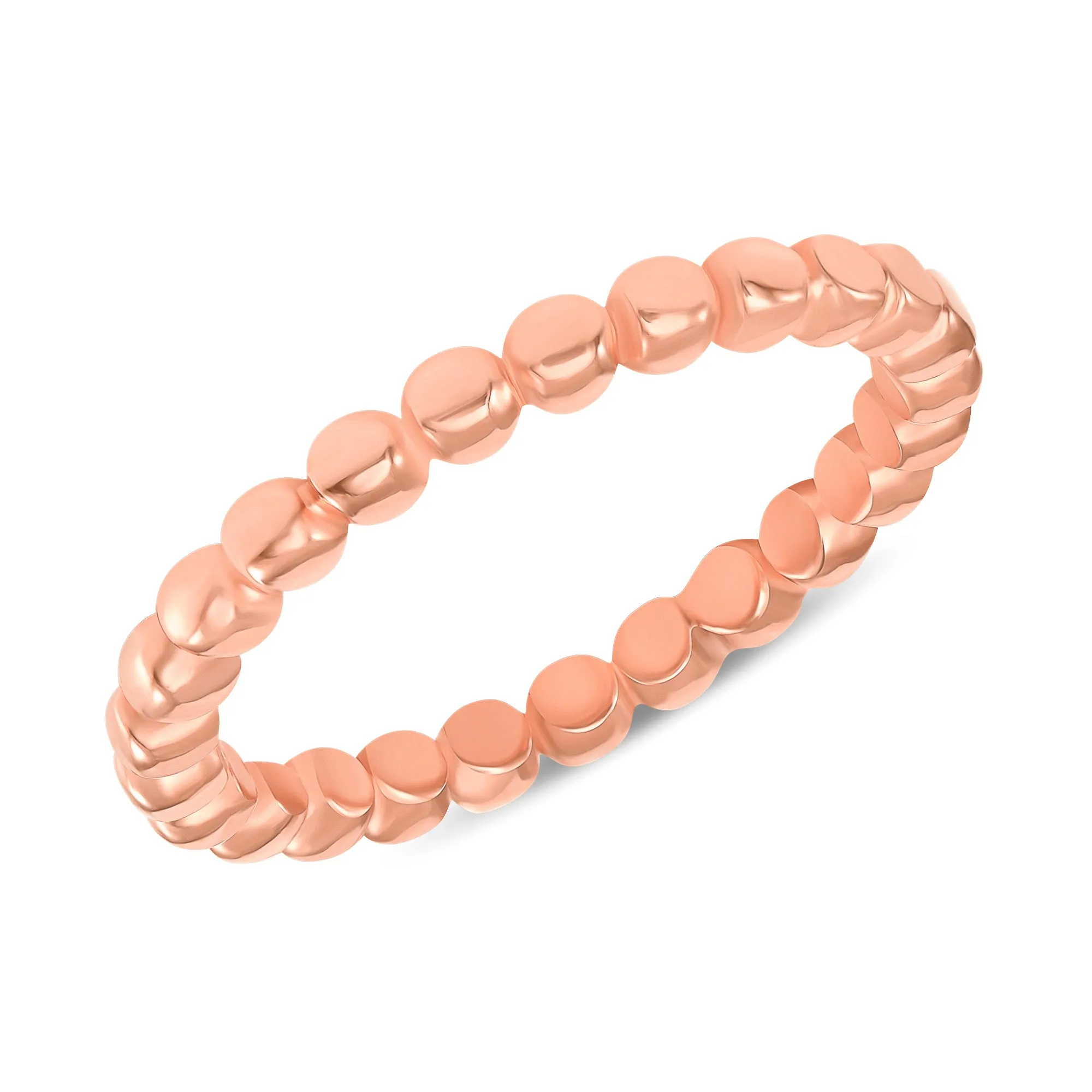 Stackable Beaded Solid Gold Ring