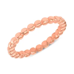 Stackable Beaded Solid Gold Ring