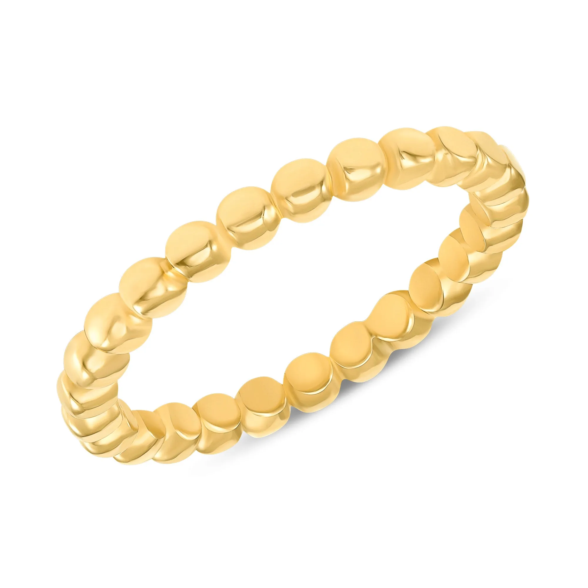 Stackable Beaded Solid Gold Ring