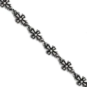 Stainless Steel Antiqued Crosses Bracelet