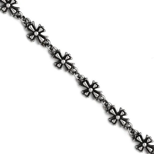 Stainless Steel Antiqued Crosses Bracelet