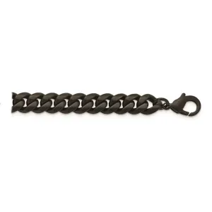 Stainless Steel Black (10mm) Curb Bracelet 8.5"